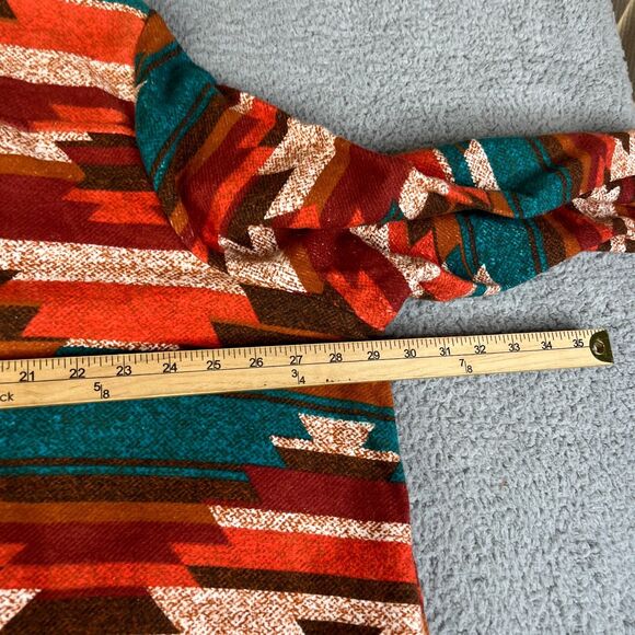 Flannel Jacket Aztec Pearl Snap Womens 3X Green Orange Plus Size Canyon Retreat - Picture 12 of 12